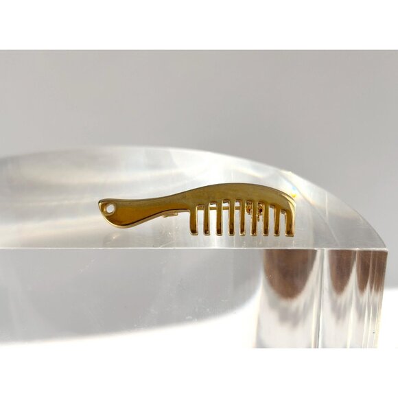 Gold Toned Hair Comb Teeny Tiny Vintage Brooch Pin - Picture 10 of 10